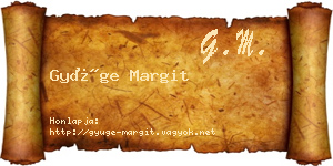 Gyüge Margit névjegykártya